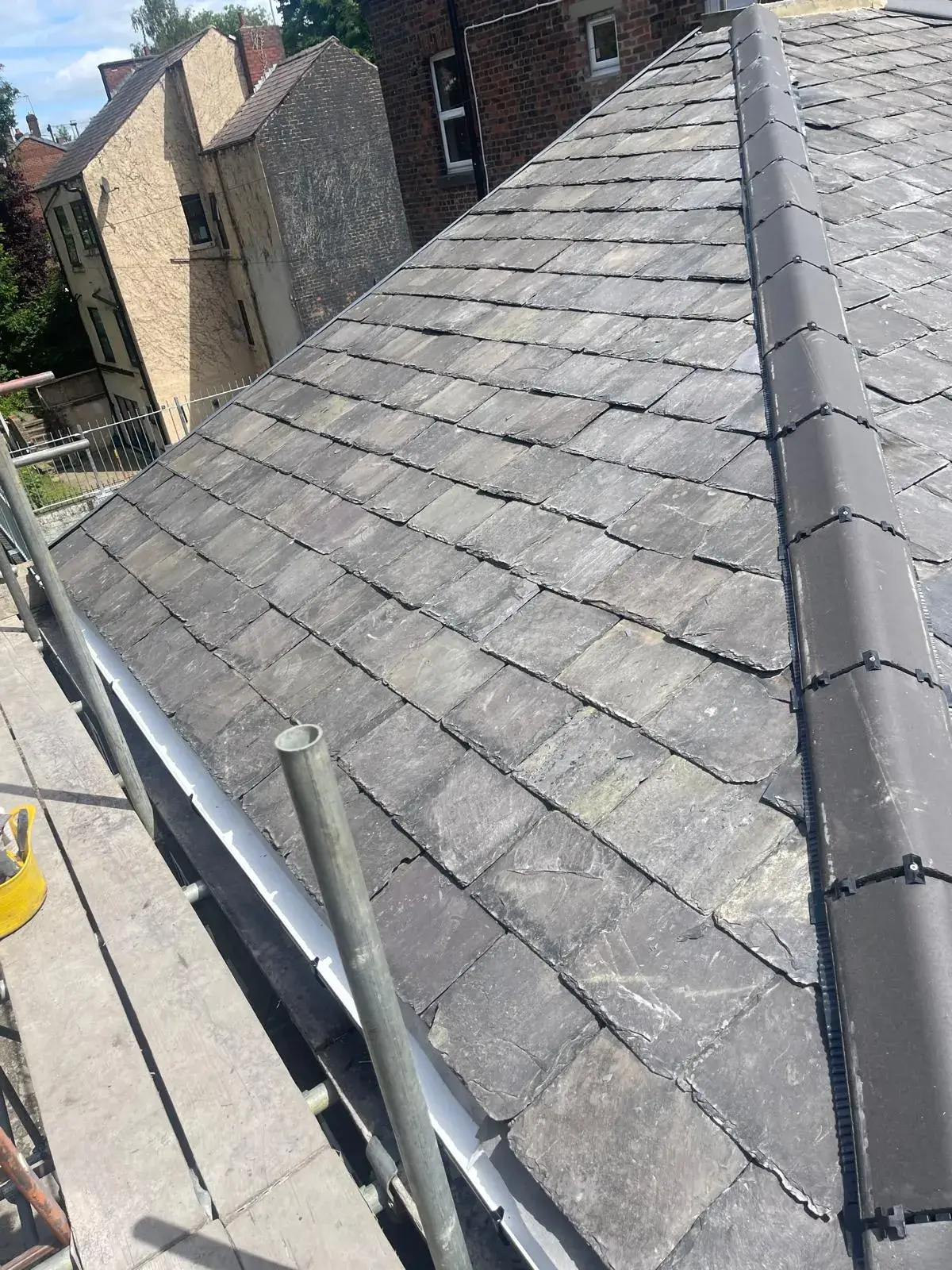 a view of a roof that has been gutted
